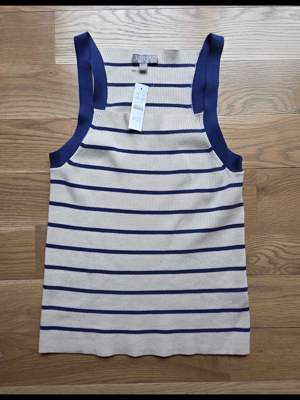 J.Crew Striped Knit Tank in Beige and Navy